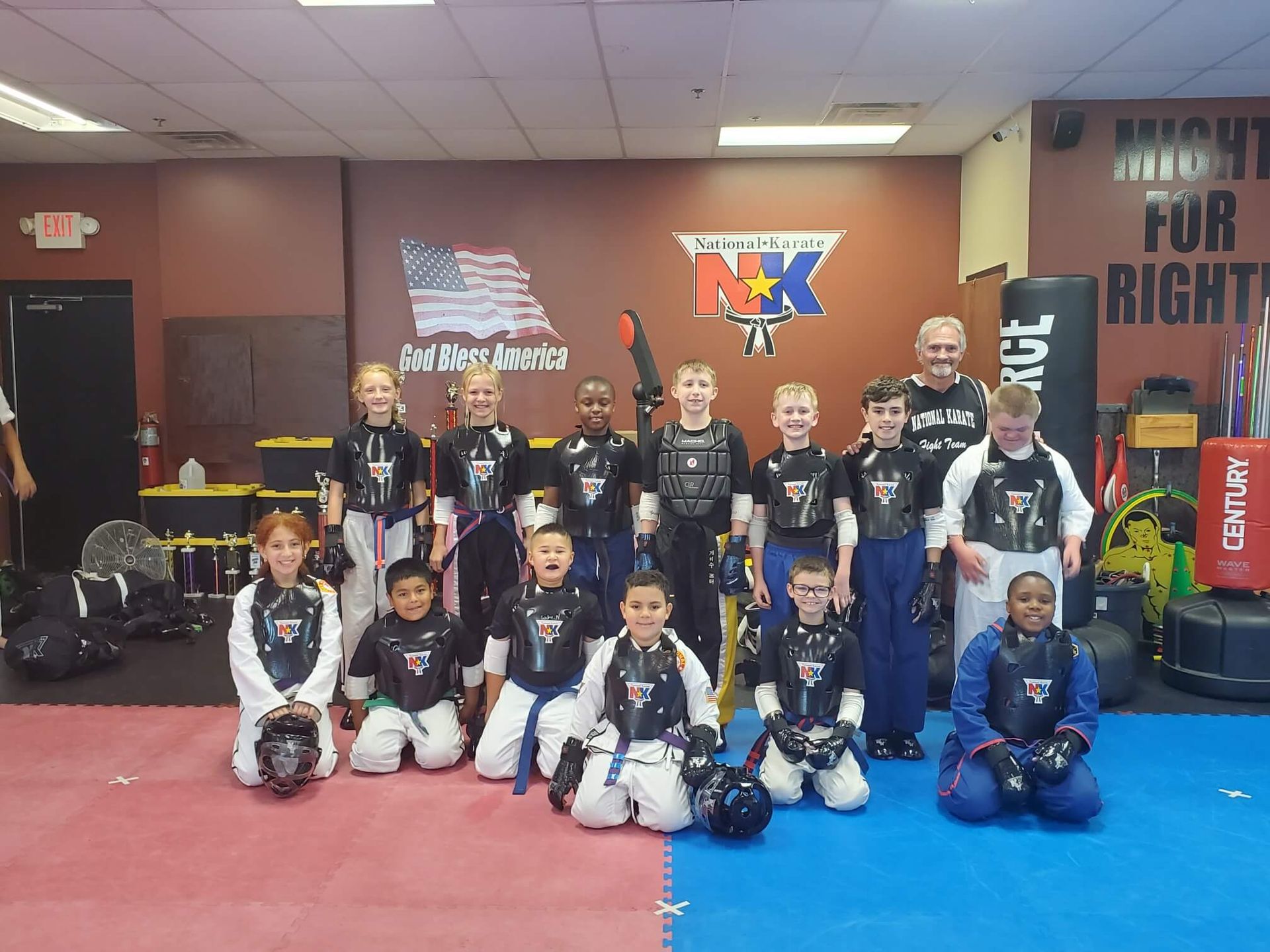 Kids practicing Karate drills at Wisconsin National Karate Kickboxing & Krav Maga in New Berlin, WI for focus and discipline.