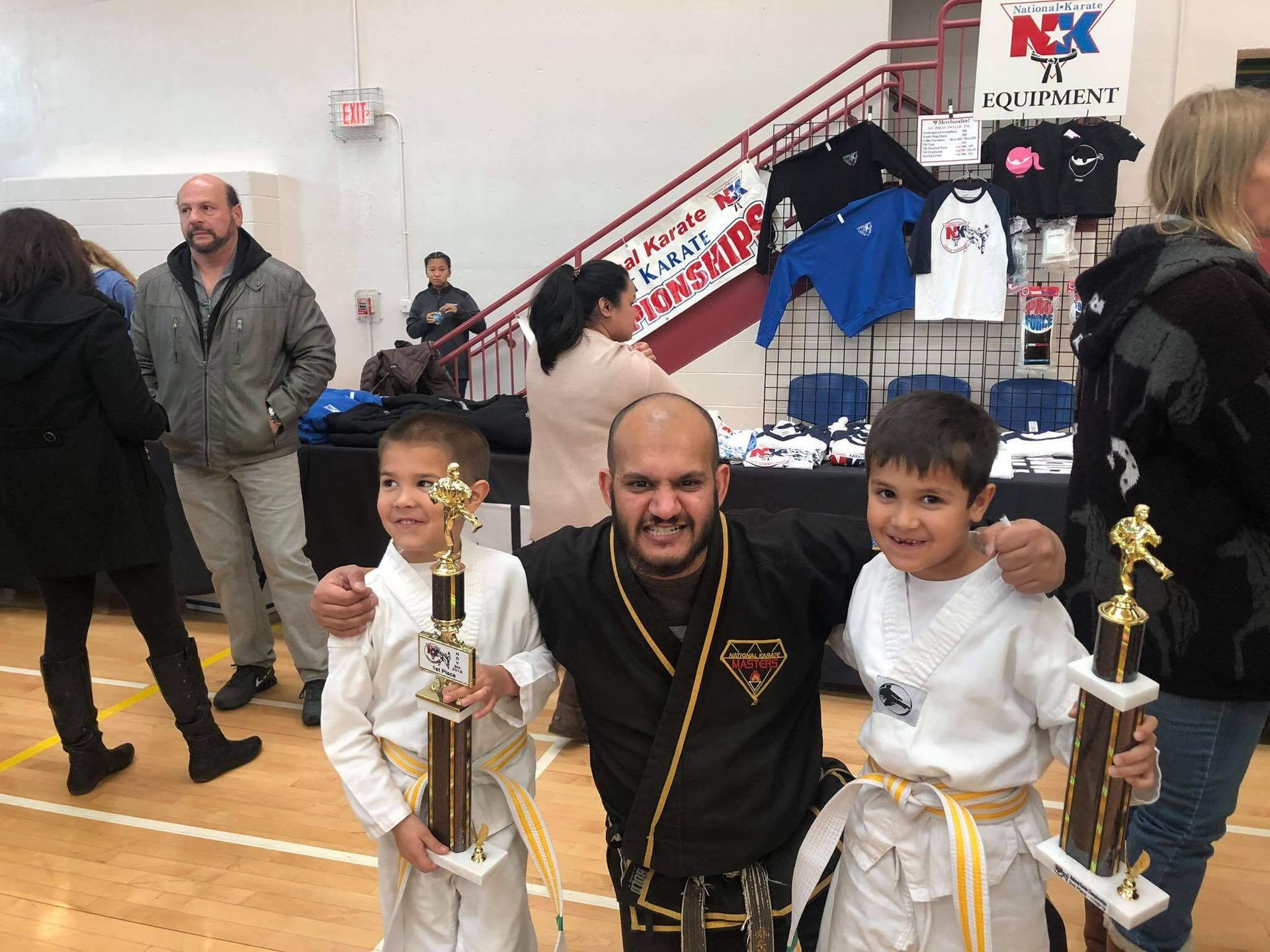 Students practicing Karate drills at Wisconsin National Karate Kickboxing & Krav Maga in New Berlin, WI, building confidence.