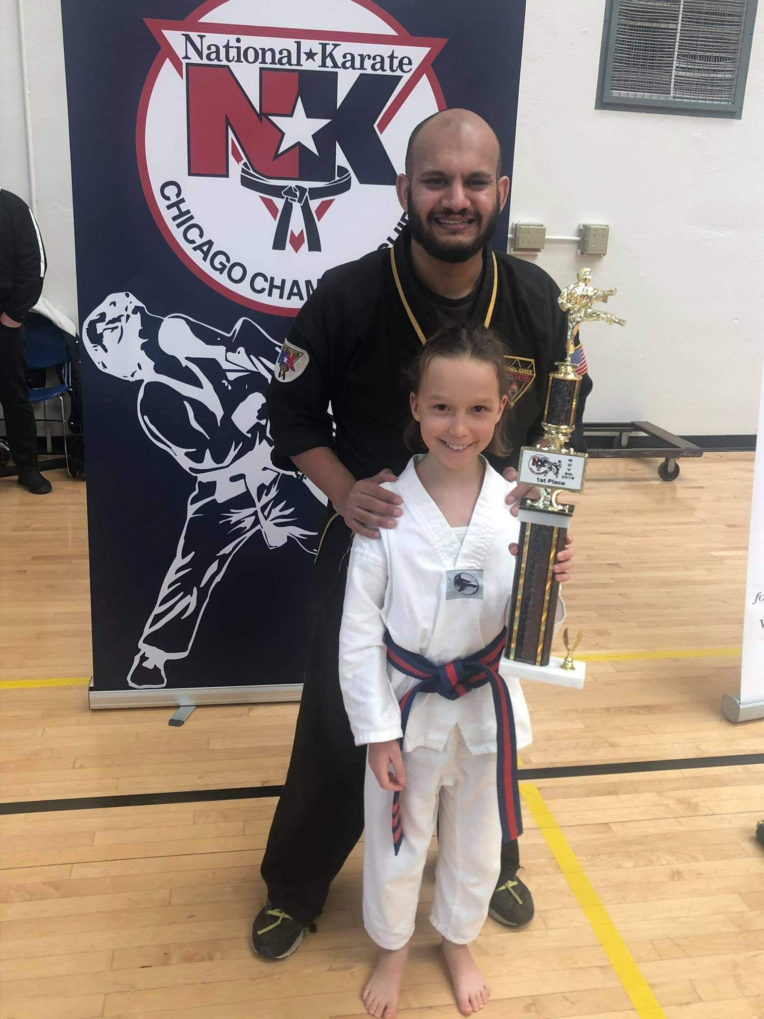 Kids practicing Karate drills at Wisconsin National Karate Kickboxing & Krav Maga in New Berlin, WI to build confidence.
