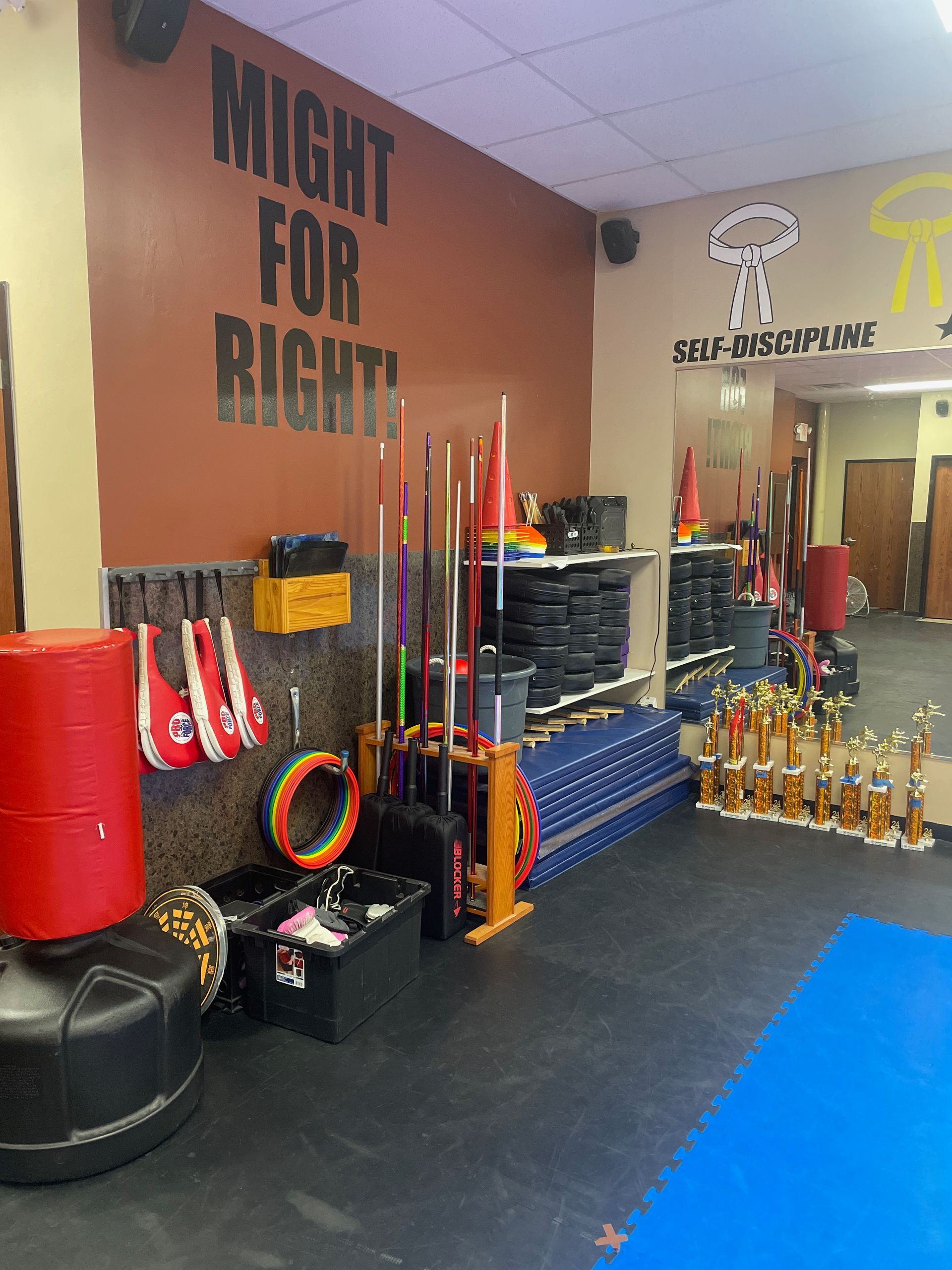 Kids practice karate goal-setting drills at Wisconsin National Karate Kickboxing & Krav Maga.