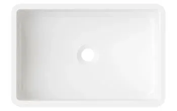 A white sink with a hole in the middle on a white background.