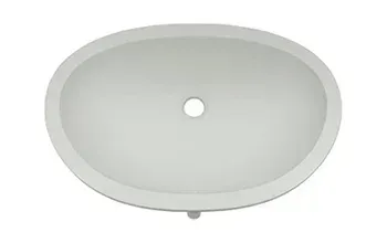 A white oval sink with a hole in the middle on a white background.