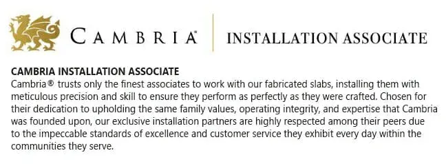 A picture of a company called cambria installation associate