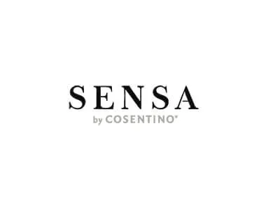 The logo for sensa by cosentino is on a white background.