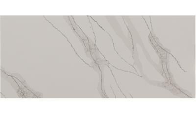 A close up of a white marble slab on a white background.