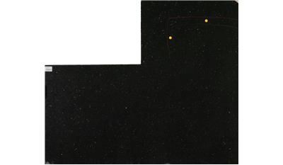 A black l shaped piece of paper with a white border on a white background.