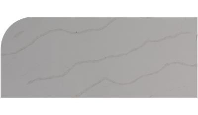 A close up of a white tile with waves on it on a white background.