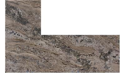 A close up of a piece of granite on a white background.