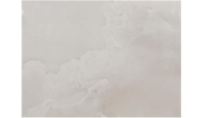 A close up of a white tile with a cloudy sky in the background.