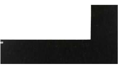 A black l shaped piece of paper on a white background.