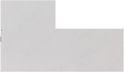 A white l shaped piece of paper is sitting on a white surface.