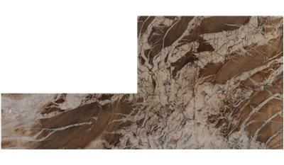 A close up of a piece of marble on a white background.