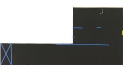 A black board with blue lines on it and a white background.