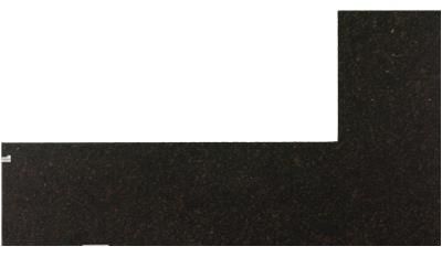 A black l shaped piece of paper on a white background.