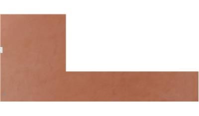 A piece of brown paper with a white l on it on a white background.