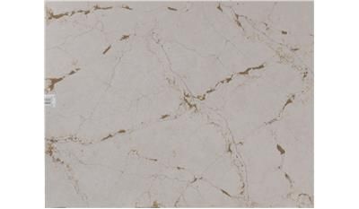 A close up of a white marble tile with brown veins.