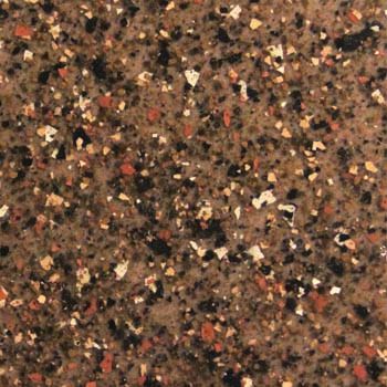 A close up of a brown and black granite counter top.