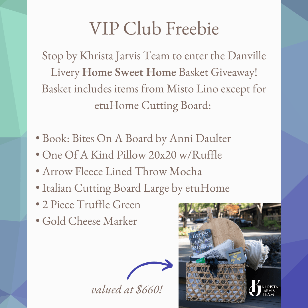 A flyer for a vip club freebie with a picture of a basket filled with items.