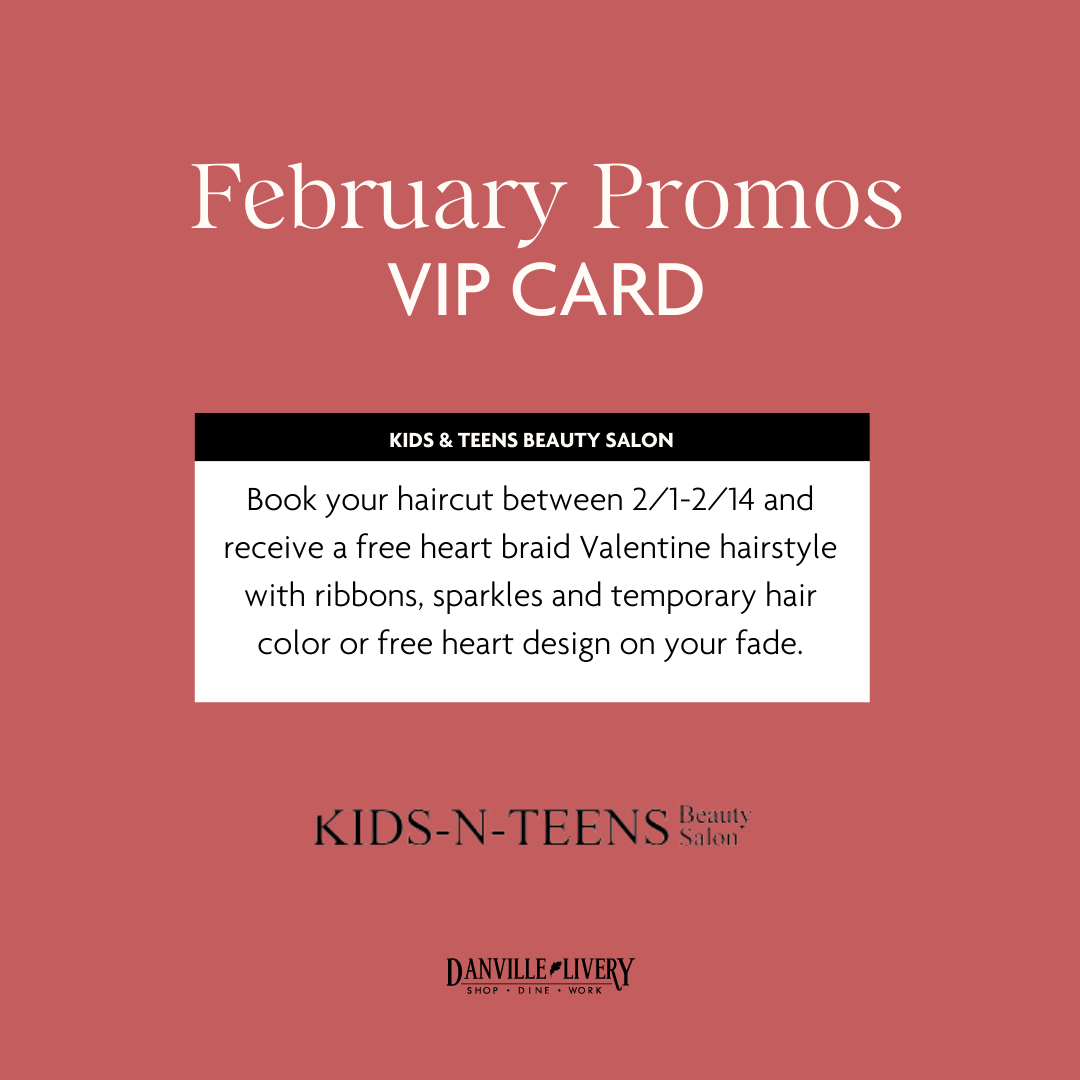A february promos vip card for kids and teens beauty salon