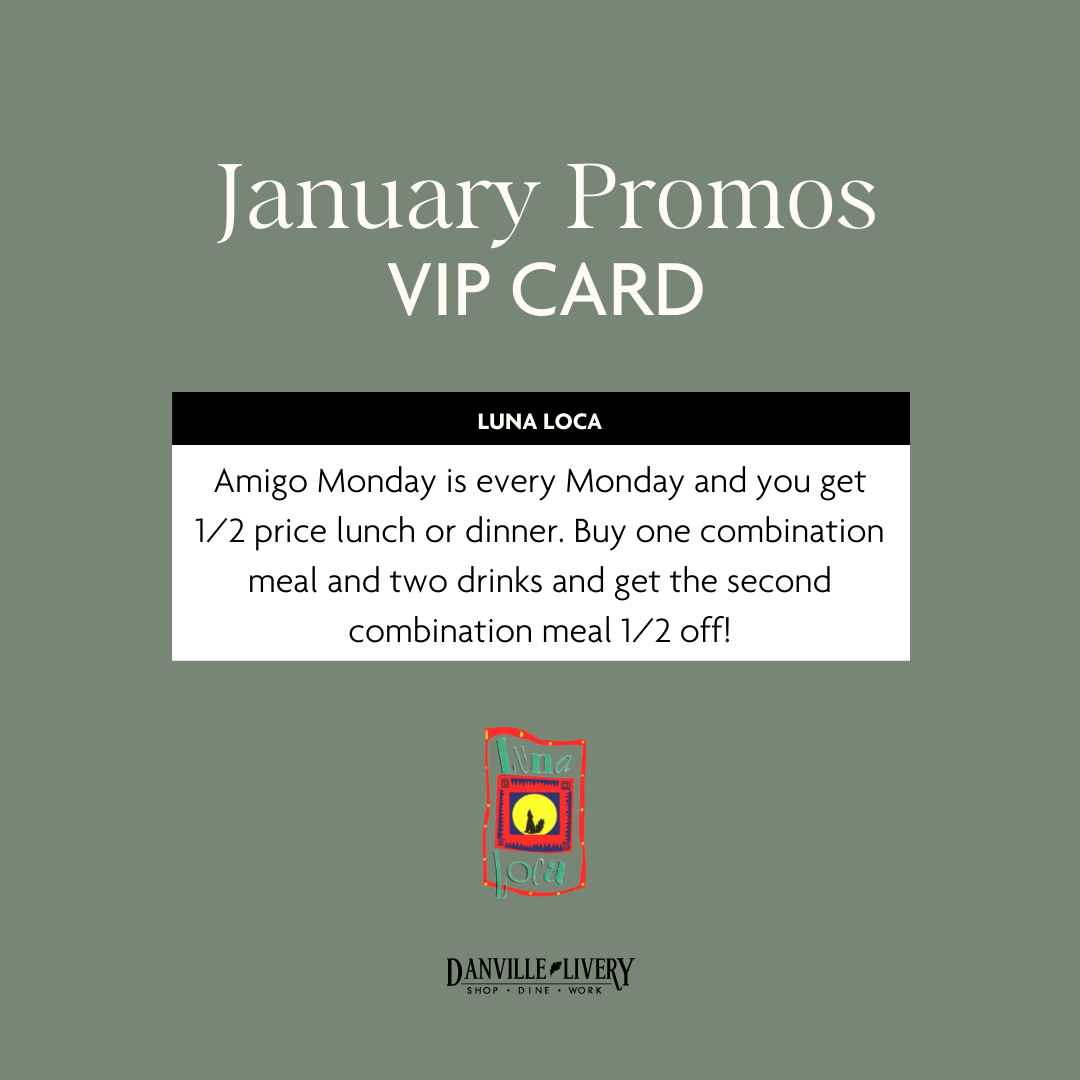 A january promos vip card for a restaurant.