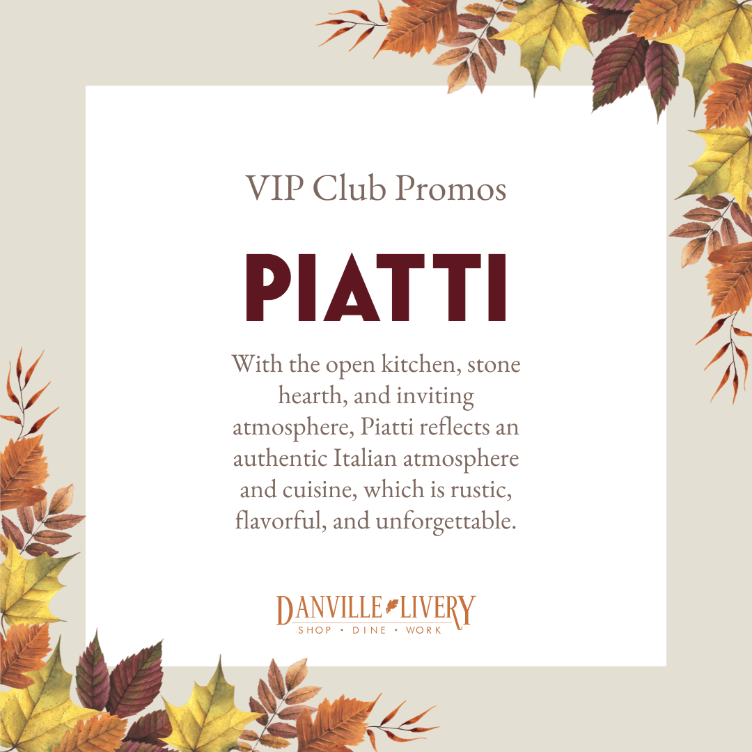 An advertisement for vip club promos piatti with autumn leaves around it