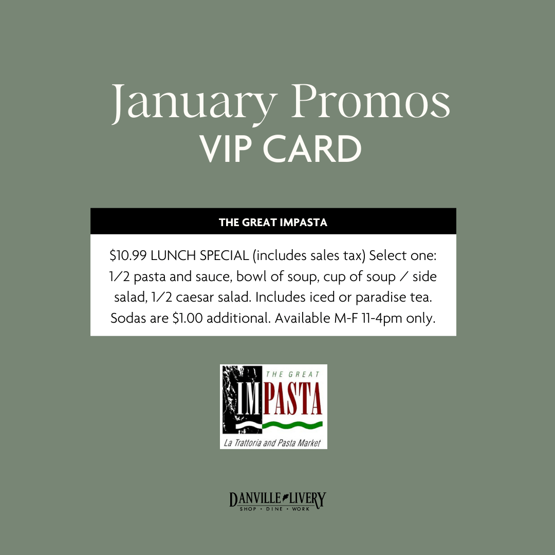 A january promos vip card for the great impasta