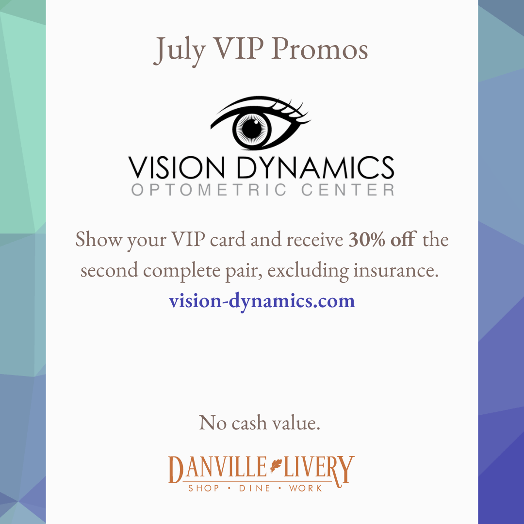 Vision dynamics optometric center is offering a july vip promo.