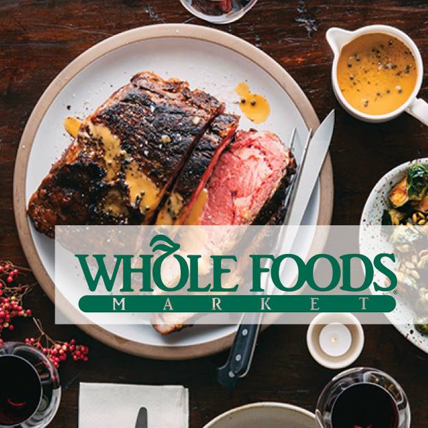 A whole foods logo is above a plate of food