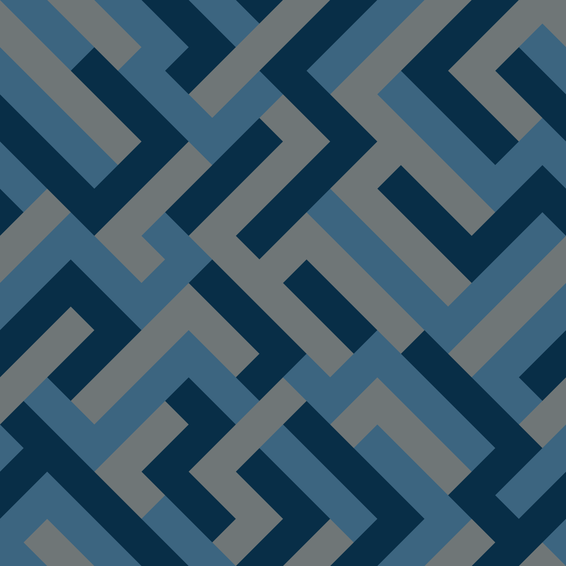 A blue and gray geometric pattern that looks like a maze