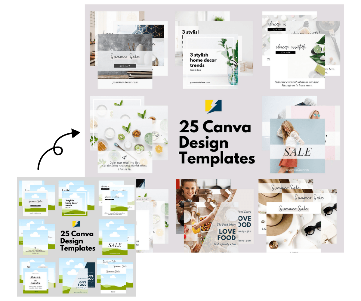 A collage of canva design templates on a white background.