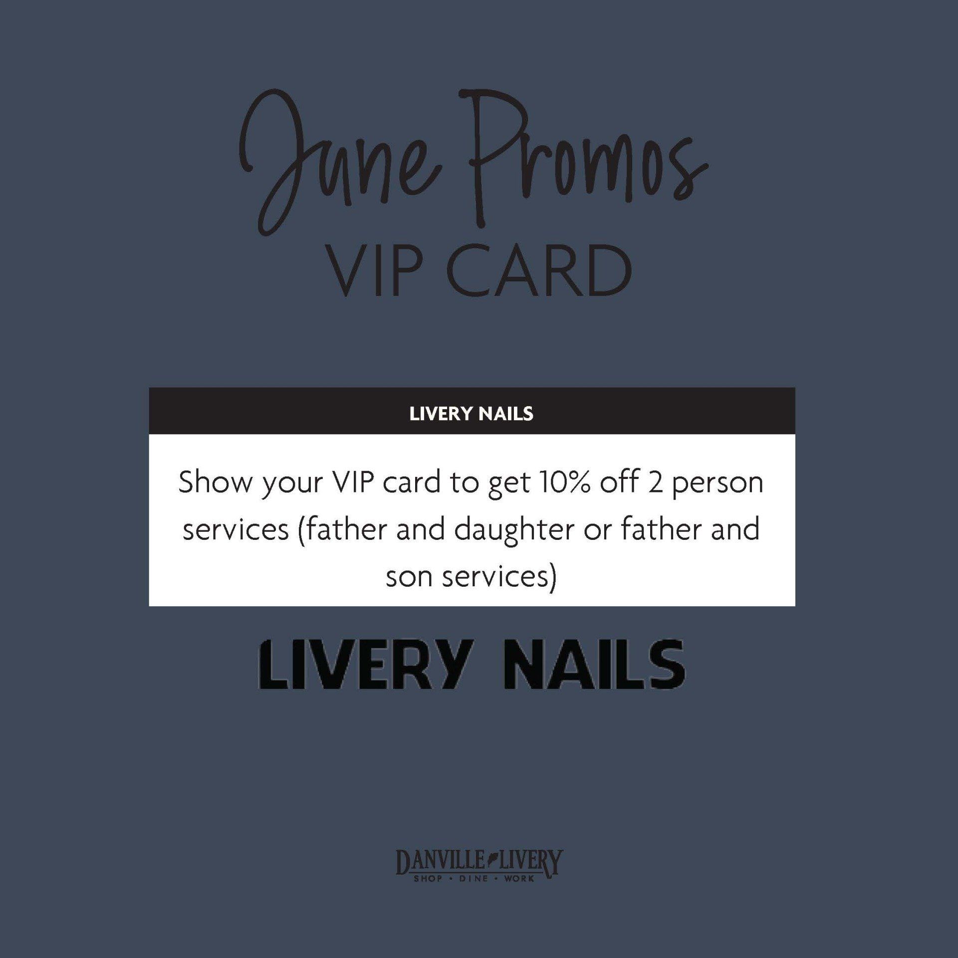 A june promos vip card for livery nails