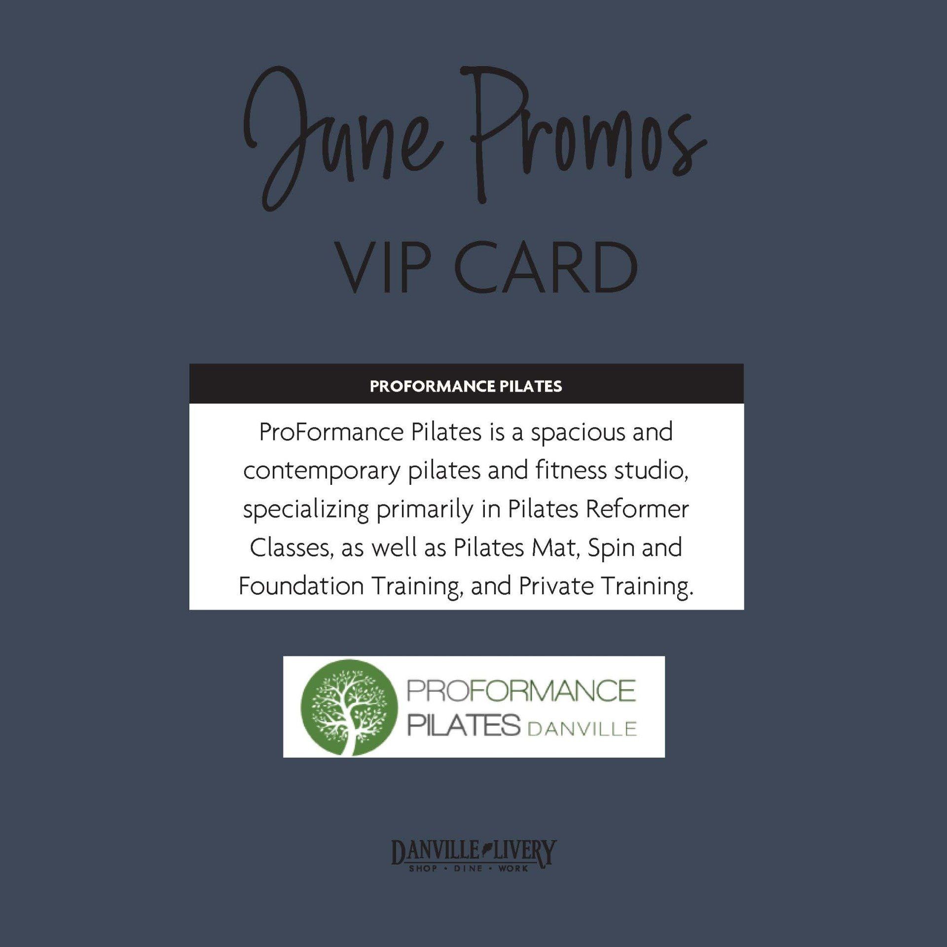 A june promos vip card for proformance pilates