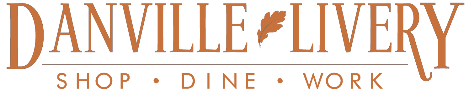 The logo for danville livery shop dine work