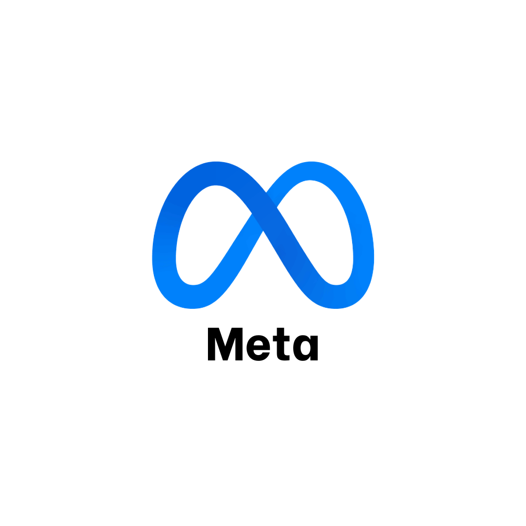 The meta logo is a blue infinity symbol on a white background.