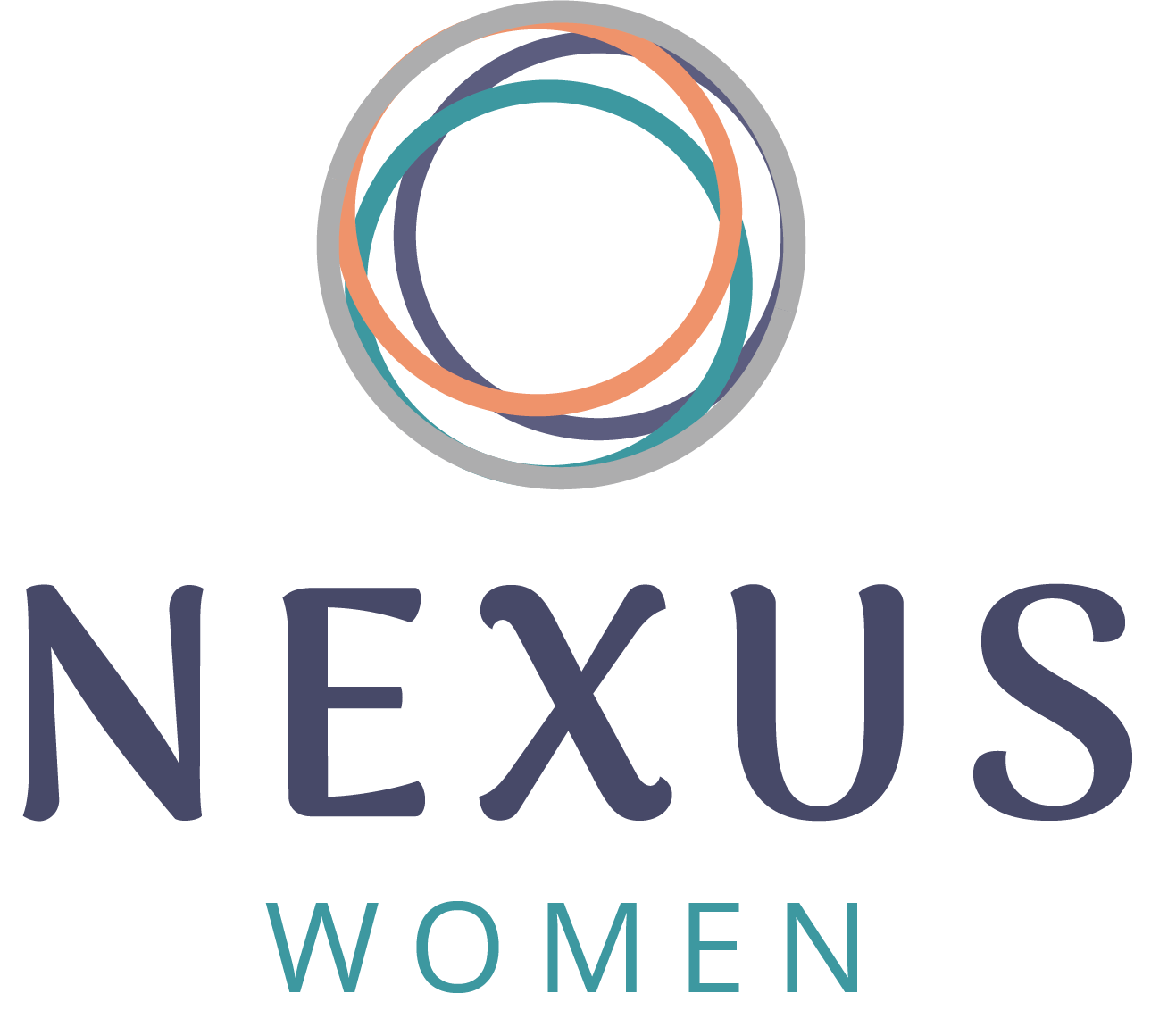 A logo for nexus women with a circle in the middle.