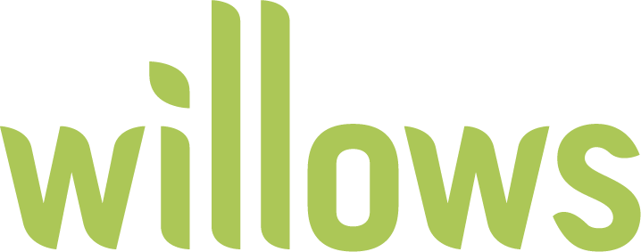 The word willows is written in green on a white background.