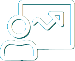 computer screen with an arrow pointing up.