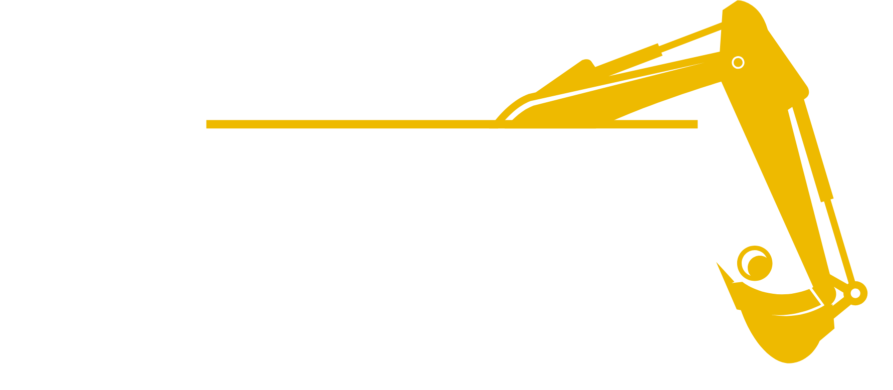 Yellow excavator arm and bucket on white background.