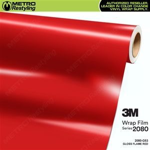 Roll of glossy red 3M vinyl wrap film for vehicle customization.