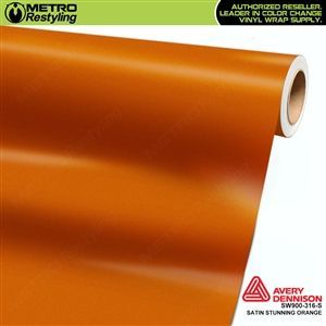 Roll of satin orange vinyl wrap from Avery Dennison.