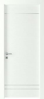 Porta bianca in laminato con maniglia in acciaio