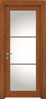 Porta in legno con inserti in vetro