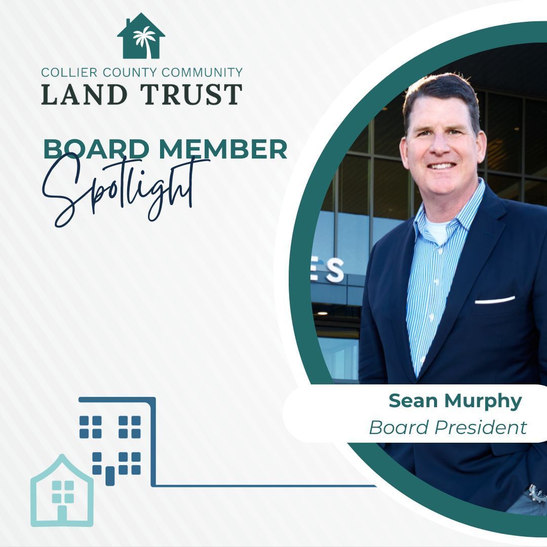 Collier County Land Trust board member spotlight: Sean Murphy, Board President, smiling in front of a building.