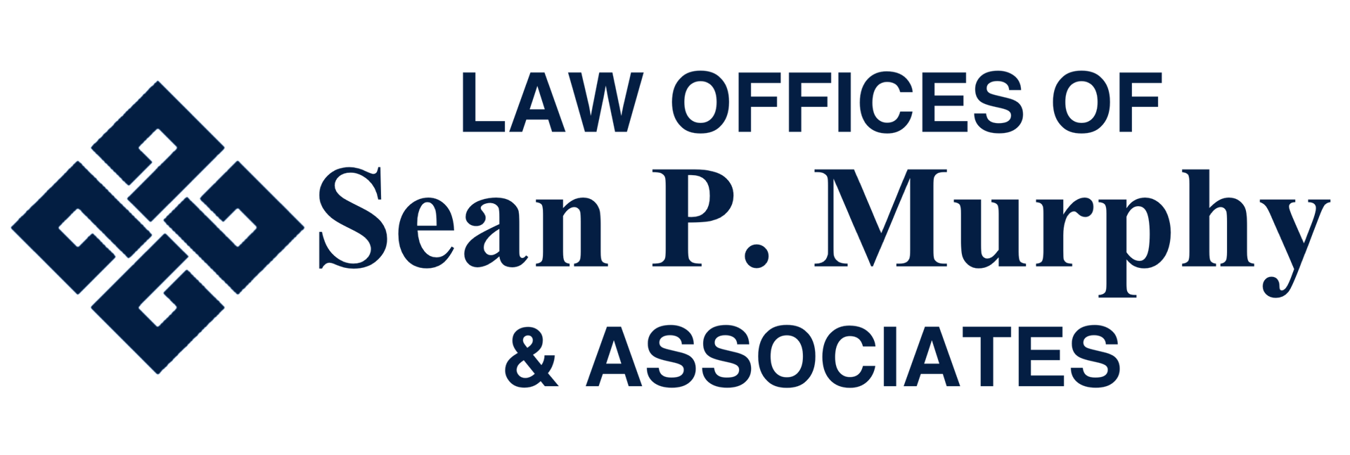 Logo for Law Offices of Sean P. Murphy, featuring a navy blue knot symbol and text.