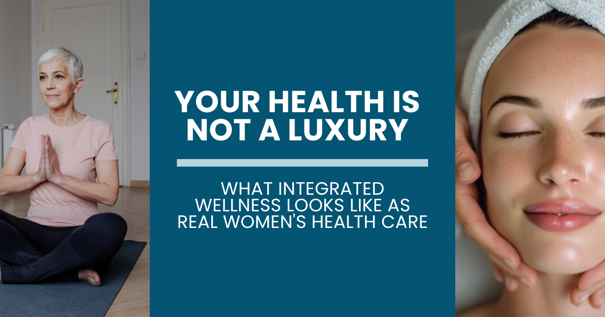 Woman meditating in yoga pose and woman receiving facial — Your Health Is Not a Luxury, Palestra SouthPark