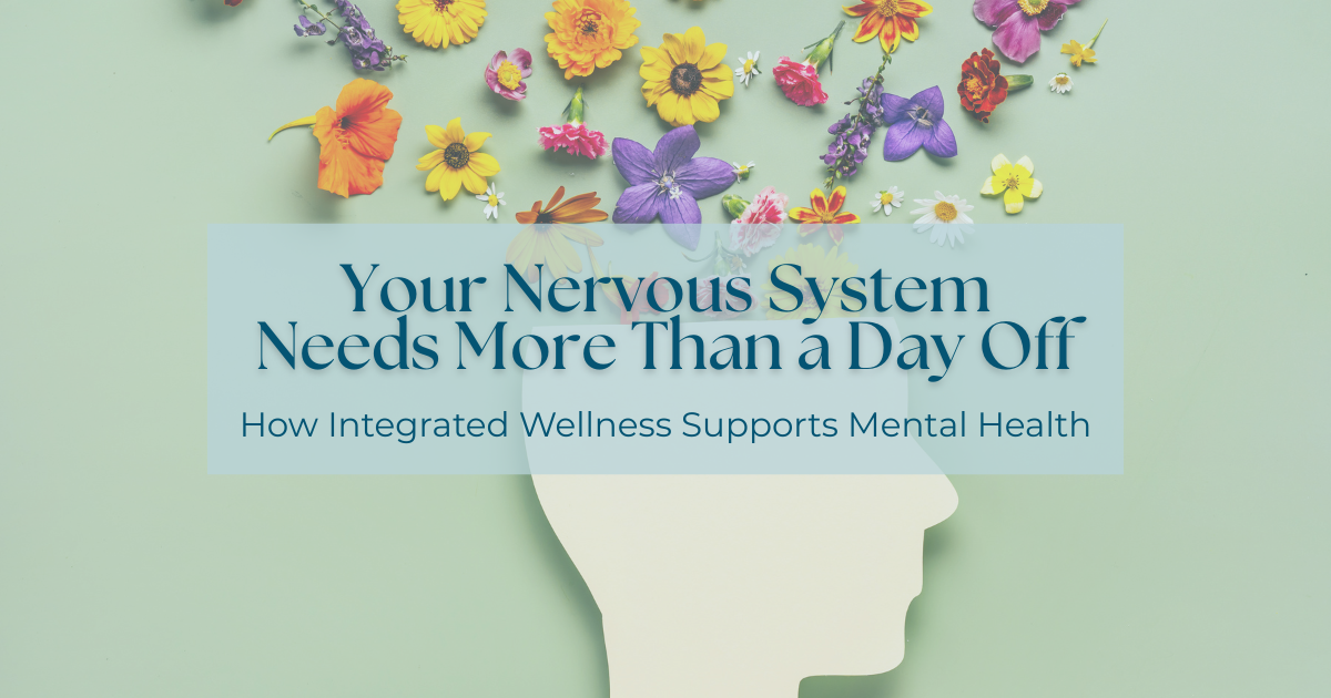 Illustrated head silhouette with colorful wildflowers — Your Nervous System Needs More Than a Day Off, Palestra SouthPark