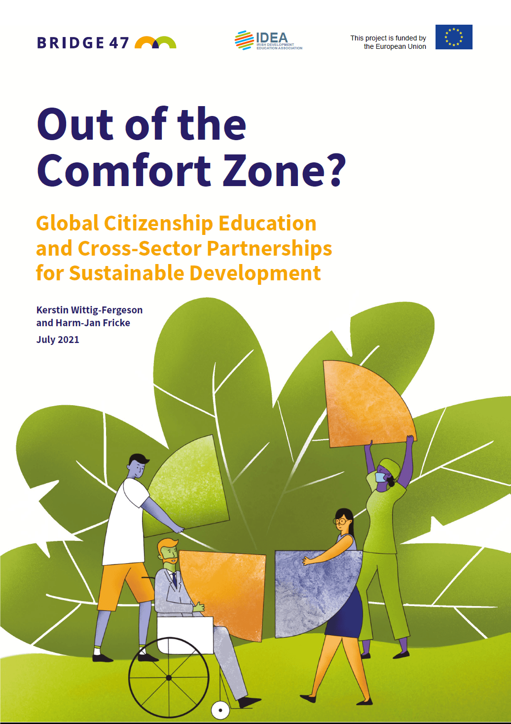 a book cover titled Out of the Comfort Zone Global Citizenship Education and cross-sector partnerships for sustainable development.