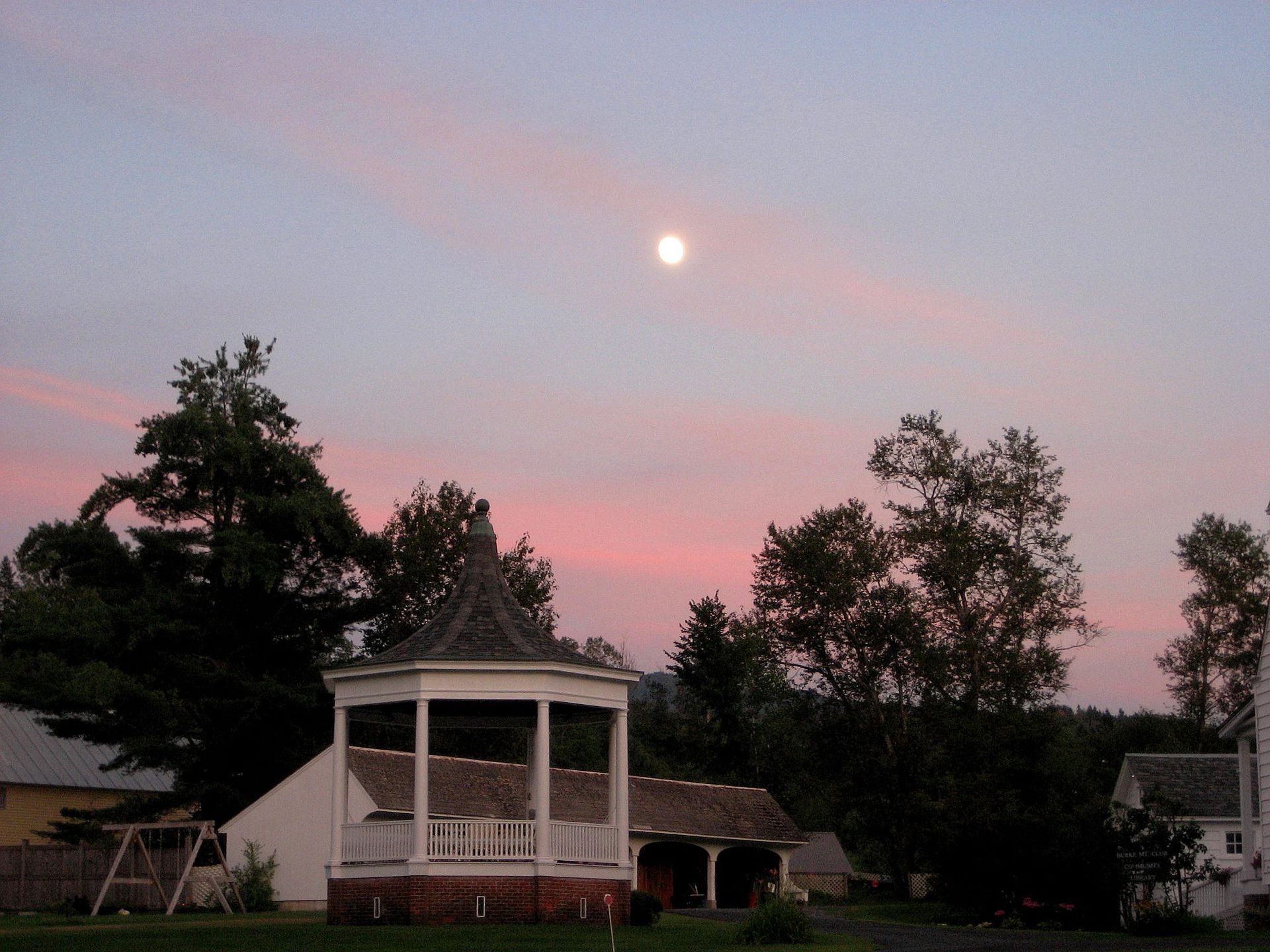 Town pagoda at sunset in Burke, Vermont