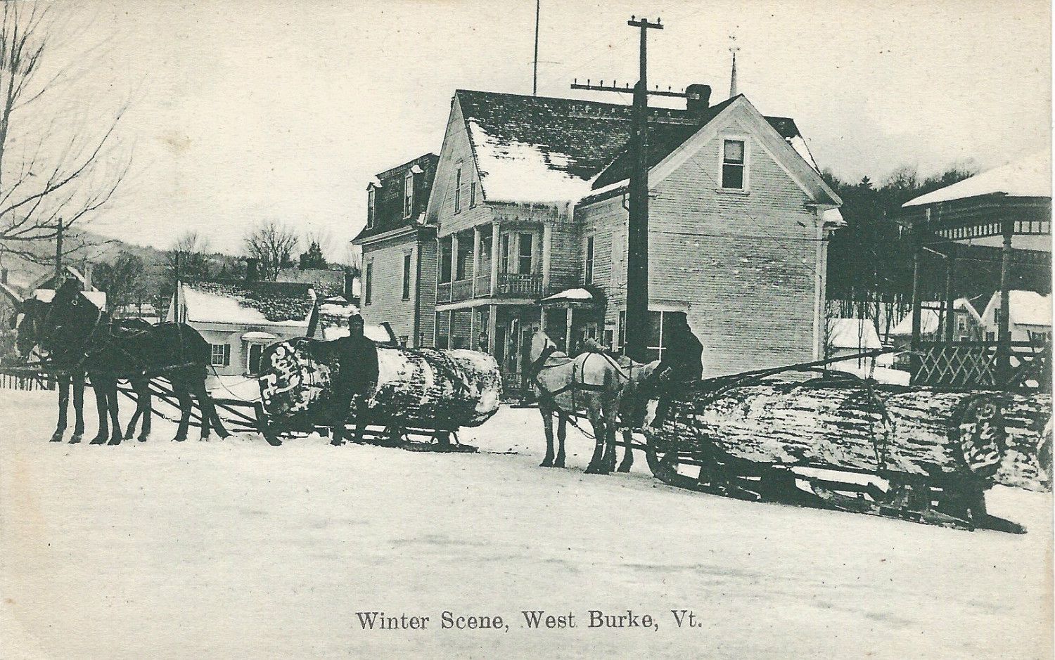 Log-Hauling through town in 1920