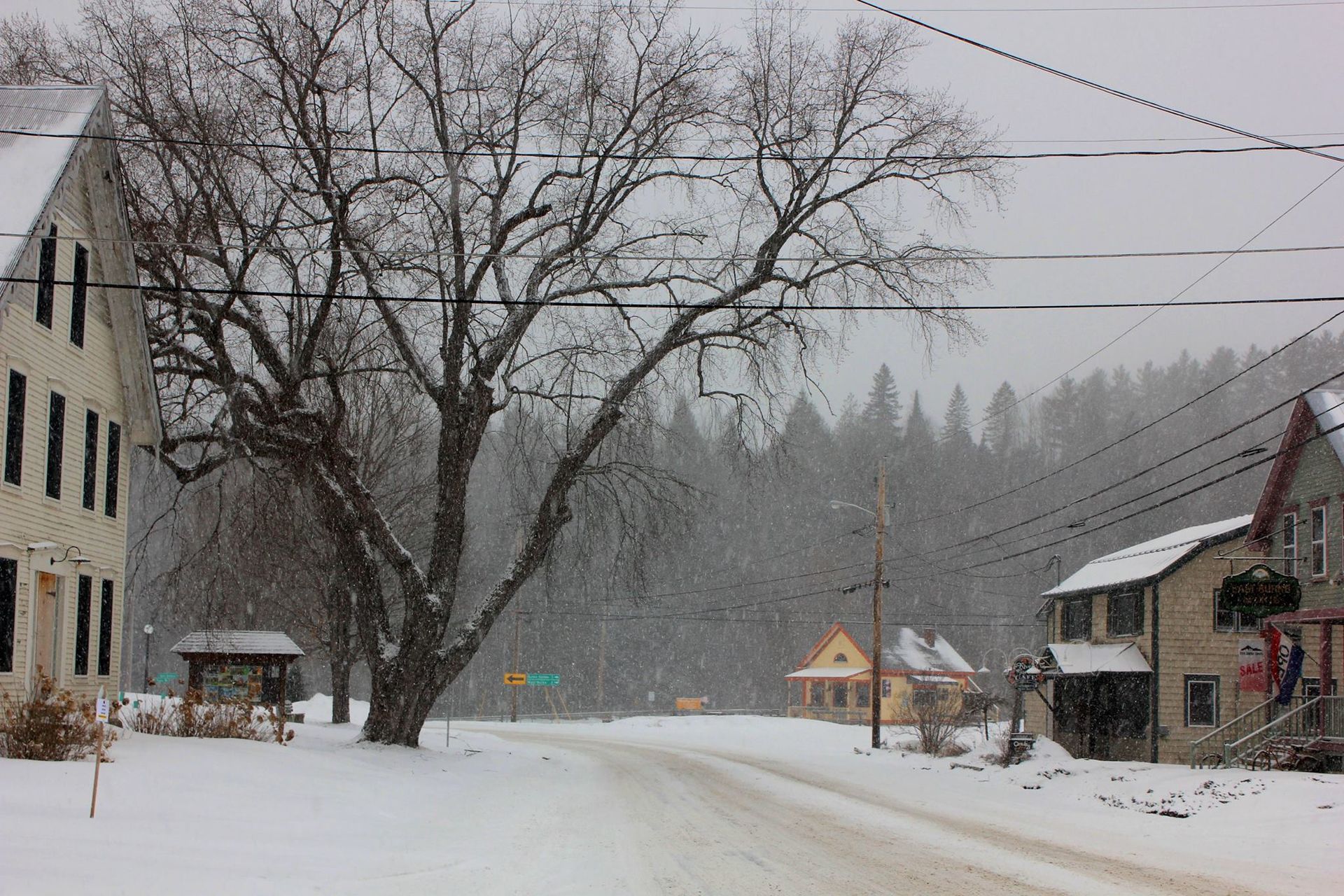 snow-covered town roads in Burke, Vermont